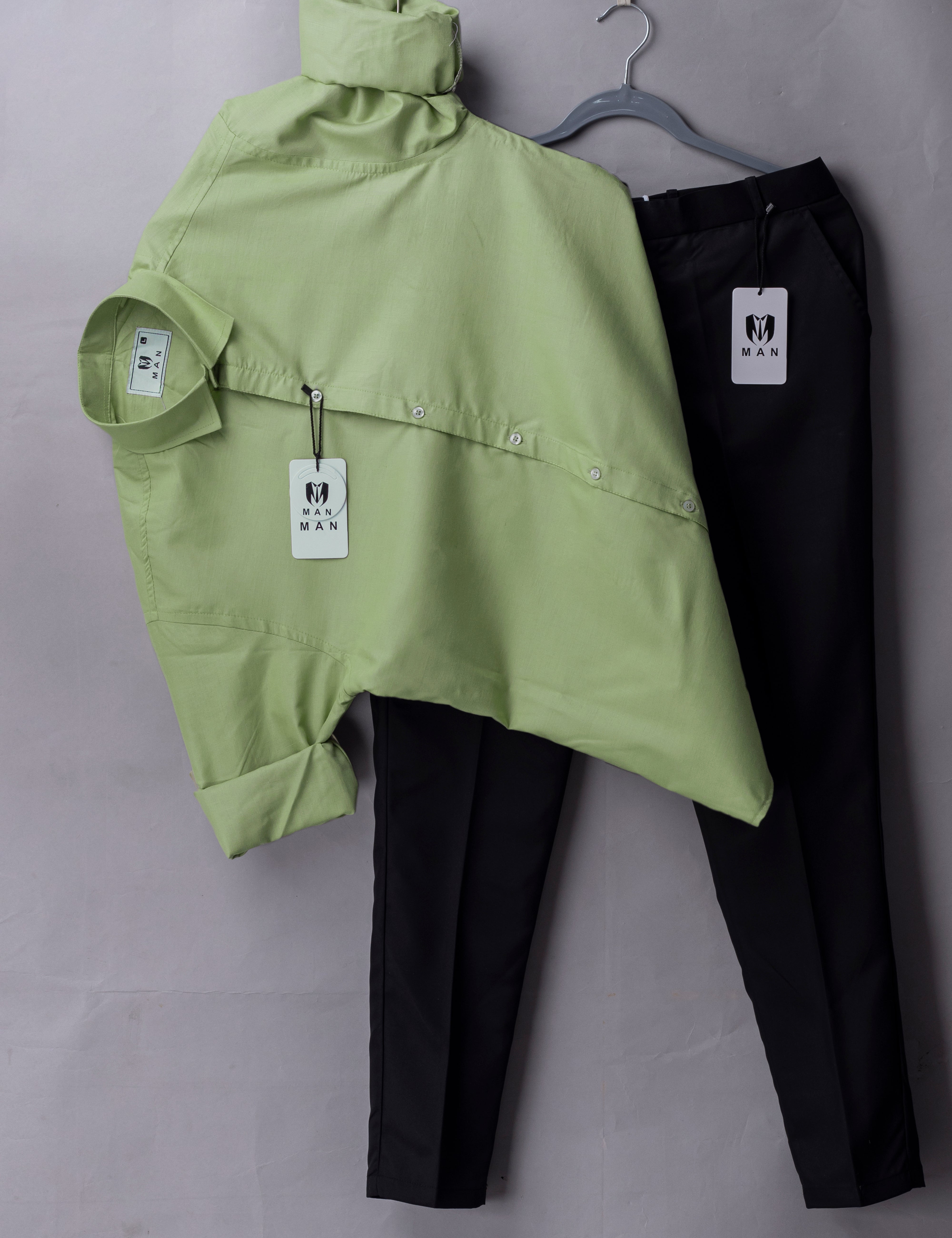 Pista Color Cotton Shirt And Pantone Black Color Trouser (Combo)